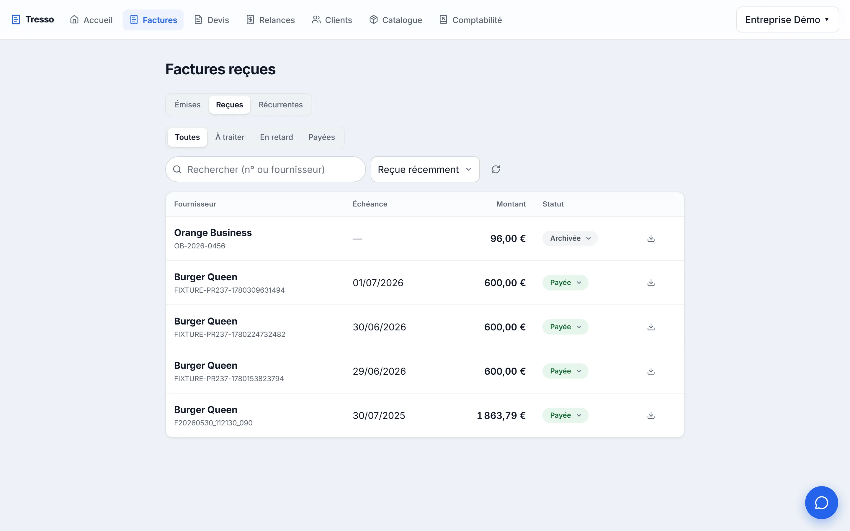 Vos achats au même endroit — Factures fournisseurs reçues via votre plateforme agréée partenaire.